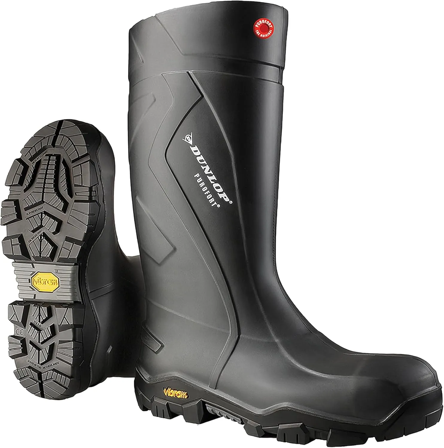 DUNLOP Men's High-top Rubber Boot with Flat Heel and Buckle Closure Protective Footwear