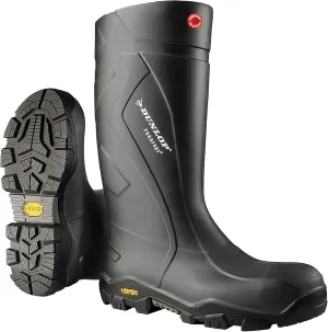 DUNLOP Men's High-top Rubber Boot with Flat Heel and Buckle Closure Protective Footwear