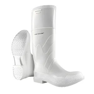 DUNLOP Protective Footwear, Steel Toe White Safety Lock, 100% Waterproof PVC, Lightweight and Durable Protective Footwear, Slip-Resistant, 8101200.05, Size 5 US