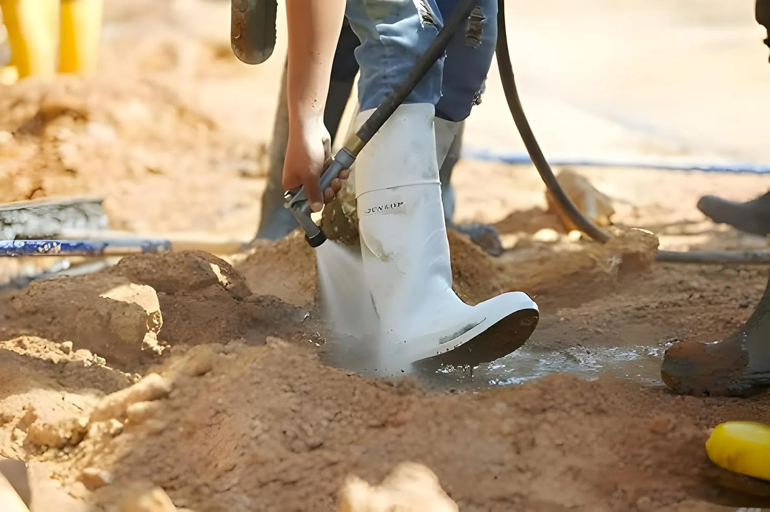 DUNLOP Protective Footwear, Steel Toe White Safety Lock, 100% Waterproof PVC, Lightweight and Durable Protective Footwear, Slip-Resistant, 8101200.05, Size 5 US
