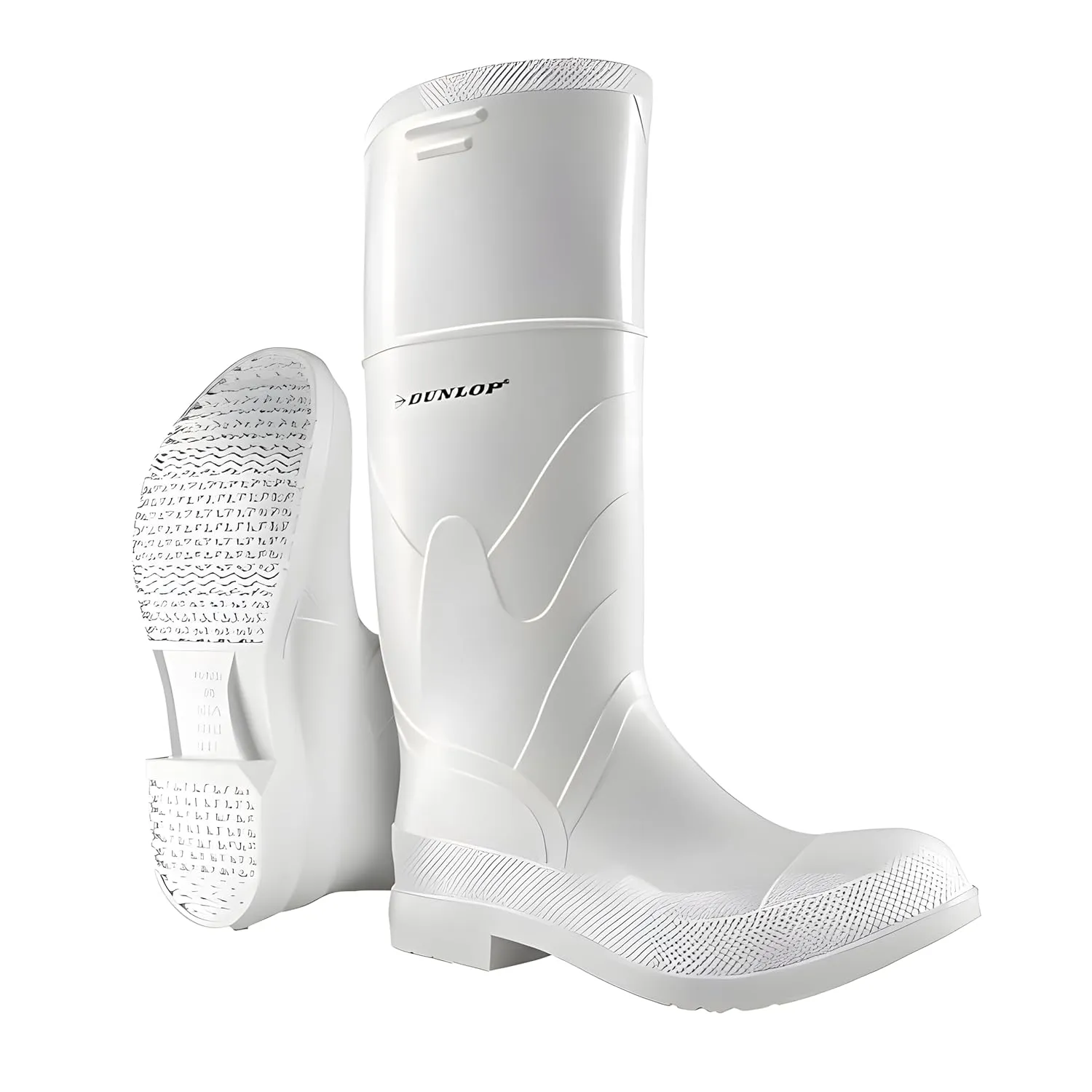 DUNLOP Protective Footwear, Steel Toe White Safety Lock, 100% Waterproof PVC, Lightweight and Durable Protective Footwear, Slip-Resistant, 8101200.05, Size 5 US