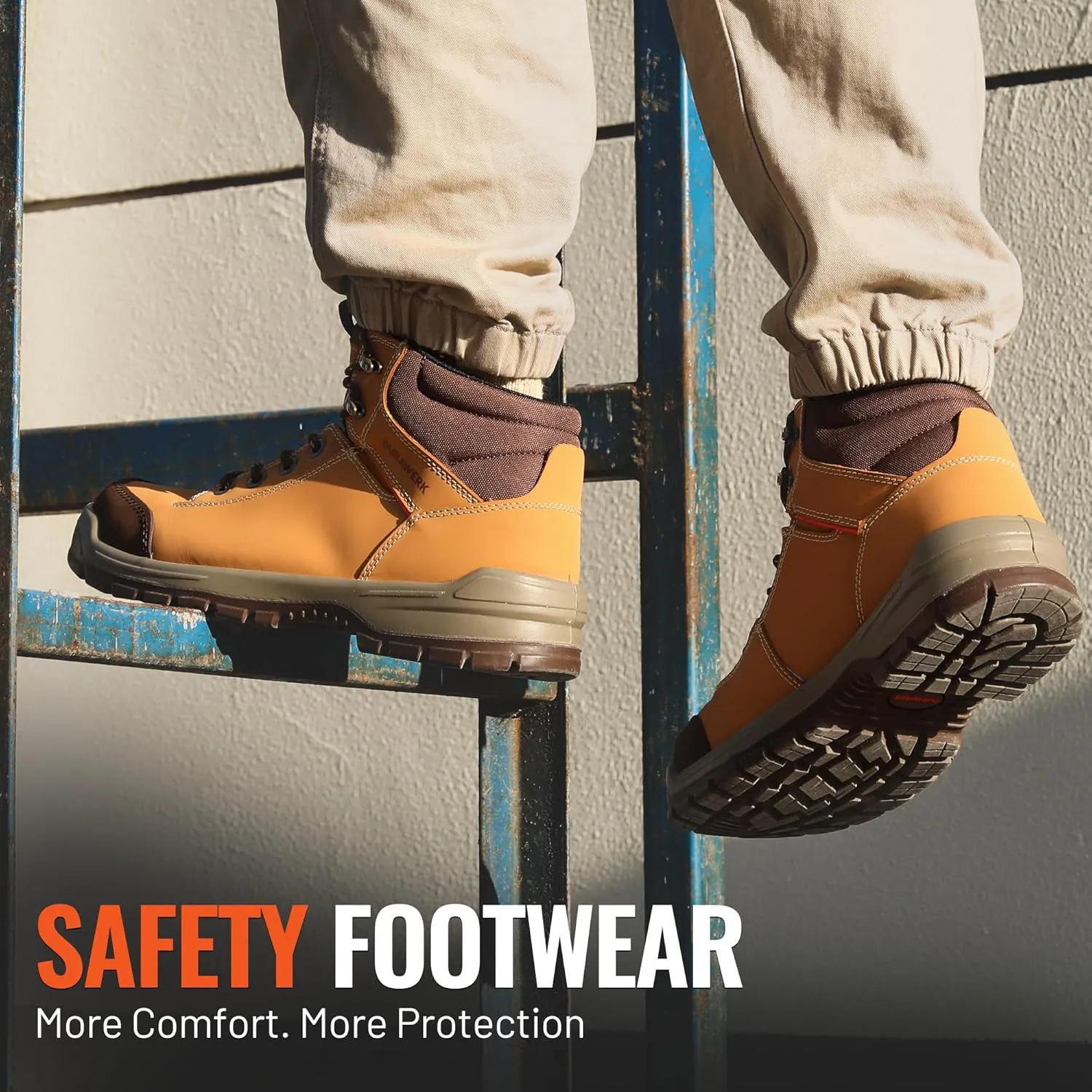 DURAWERK Steel Toe Shoes for Men, Light Comfortable High Top Work Boots, Non-Slip Safety Shoes for Men with Wide Toe Box, Indestructible Leather Construction Boots