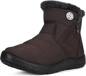 Eagsouni Snow Boots Womens Winter Ankle Boots Ladies Warm Fur Lined Booties Thickening Shoes Zip Flat Sneakers Outdoor Booties