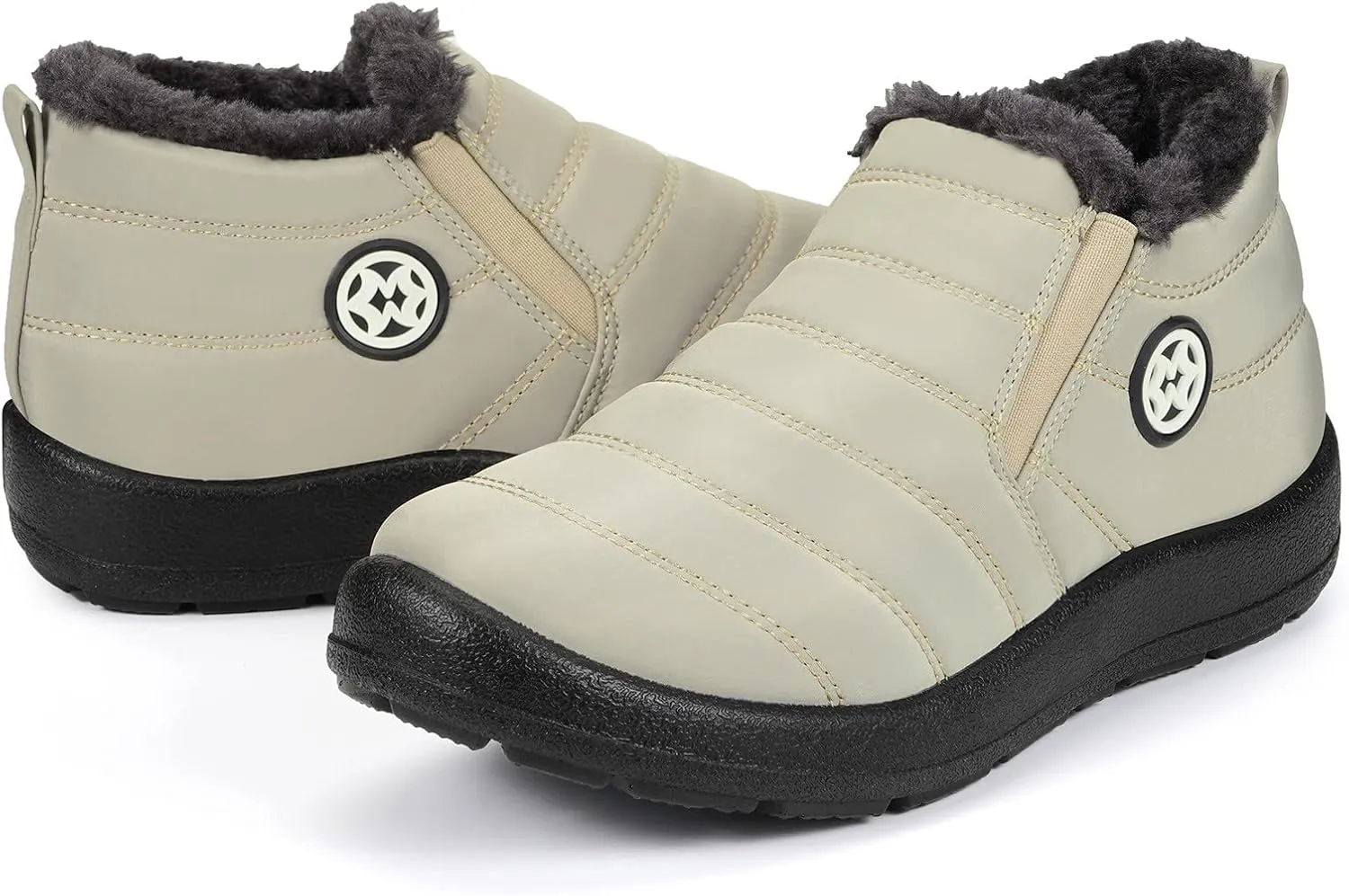 Eagsouni Snow Boots Womens Winter Ankle Boots Ladies Warm Fur Lined Booties Thickening Shoes Zip Flat Sneakers Outdoor Booties