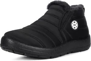 Eagsouni Snow Boots Womens Winter Ankle Boots Ladies Warm Fur Lined Booties Thickening Shoes Zip Flat Sneakers Outdoor Booties