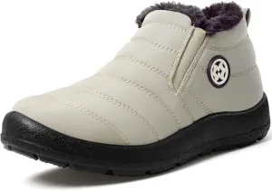 Eagsouni Snow Boots Womens Winter Ankle Boots Ladies Warm Fur Lined Booties Thickening Shoes Zip Flat Sneakers Outdoor Booties