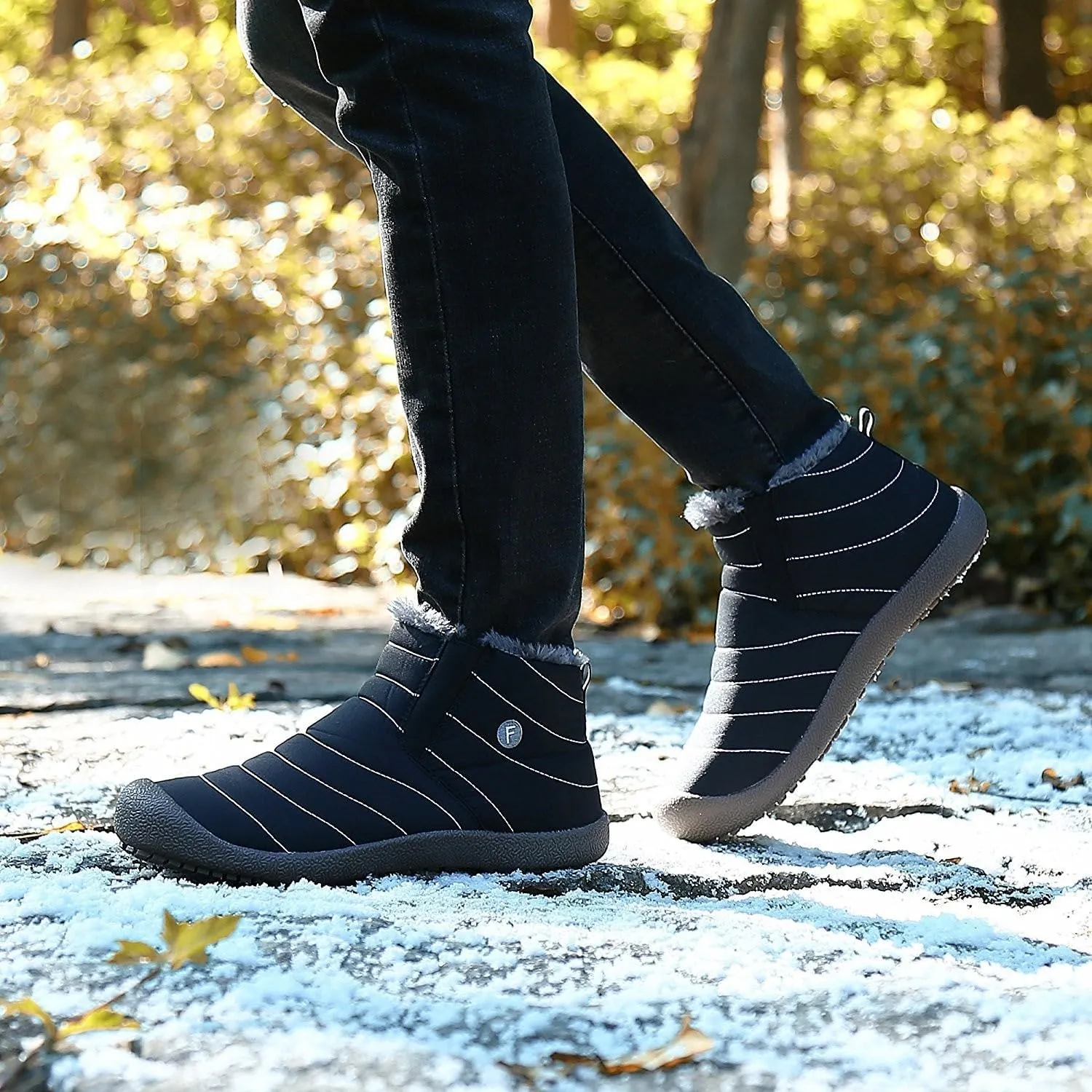 Eagsouni Womens Mens Snow Boots Winter Shoes Slip On Ankle Booties Anti-Slip Water Resistant Fully Fur Lined Outdoor Sneakers