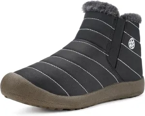 Eagsouni Womens Mens Snow Boots Winter Shoes Slip On Ankle Booties Anti-Slip Water Resistant Fully Fur Lined Outdoor Sneakers