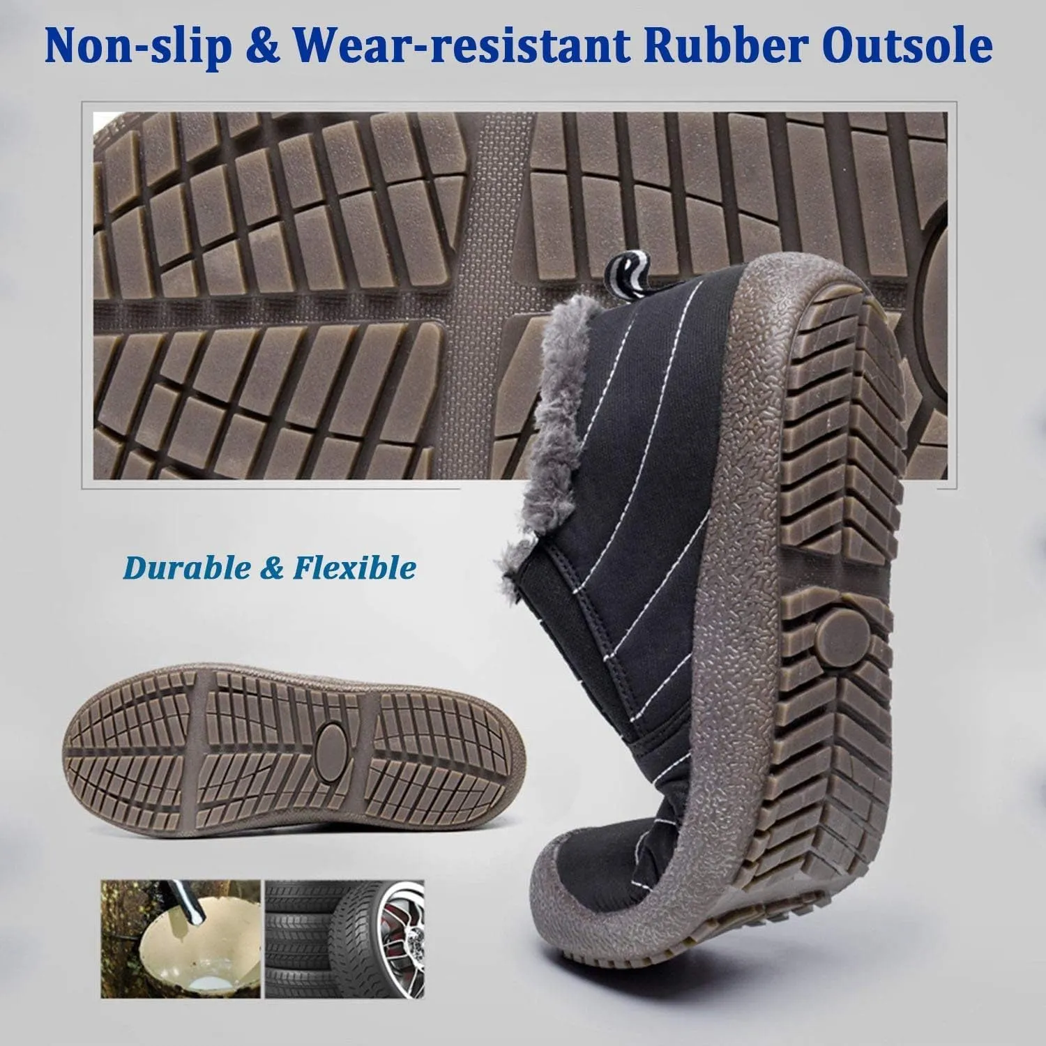 Eagsouni Womens Mens Snow Boots Winter Shoes Slip On Ankle Booties Anti-Slip Water Resistant Fully Fur Lined Outdoor Sneakers
