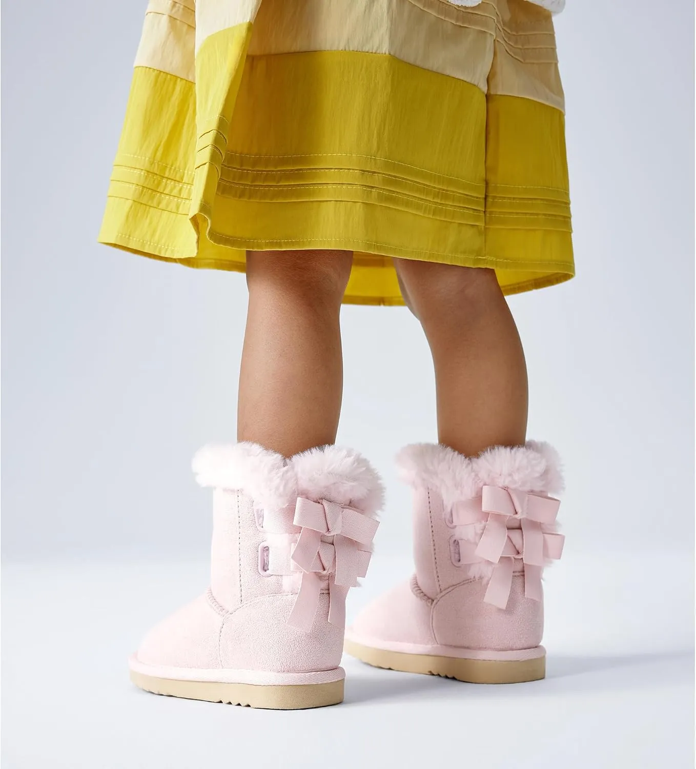 EasyStar Kids' Classic Bow-Tie Warm Fur Mid-Calf Snow Boots for Girls and Boys