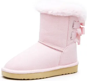 EasyStar Kids' Classic Bow-Tie Warm Fur Mid-Calf Snow Boots for Girls and Boys