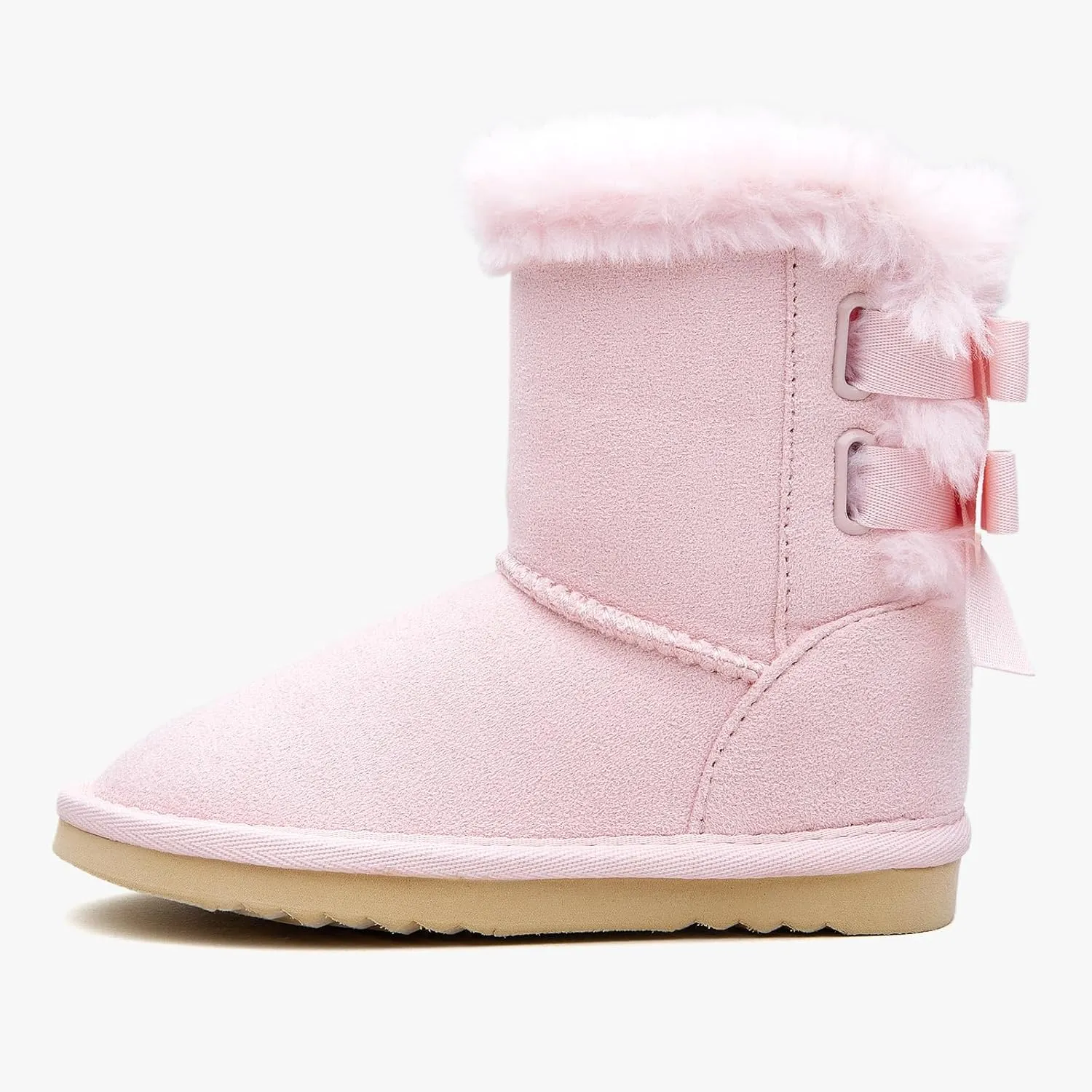 EasyStar Kids' Classic Bow-Tie Warm Fur Mid-Calf Snow Boots for Girls and Boys
