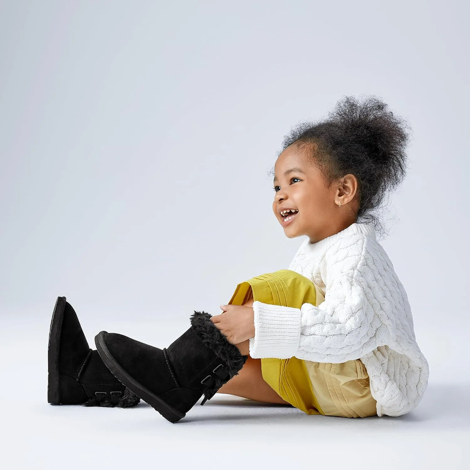 EasyStar Kids' Classic Bow-Tie Warm Fur Mid-Calf Snow Boots for Girls and Boys