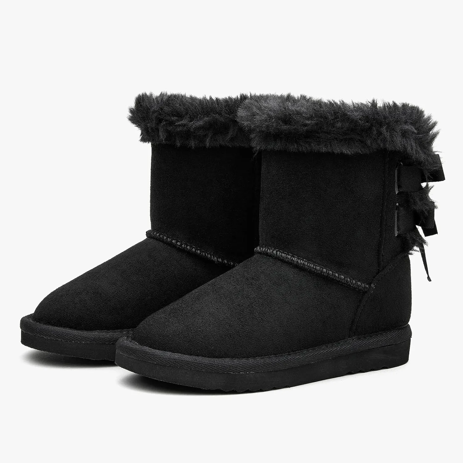EasyStar Kids' Classic Bow-Tie Warm Fur Mid-Calf Snow Boots for Girls and Boys