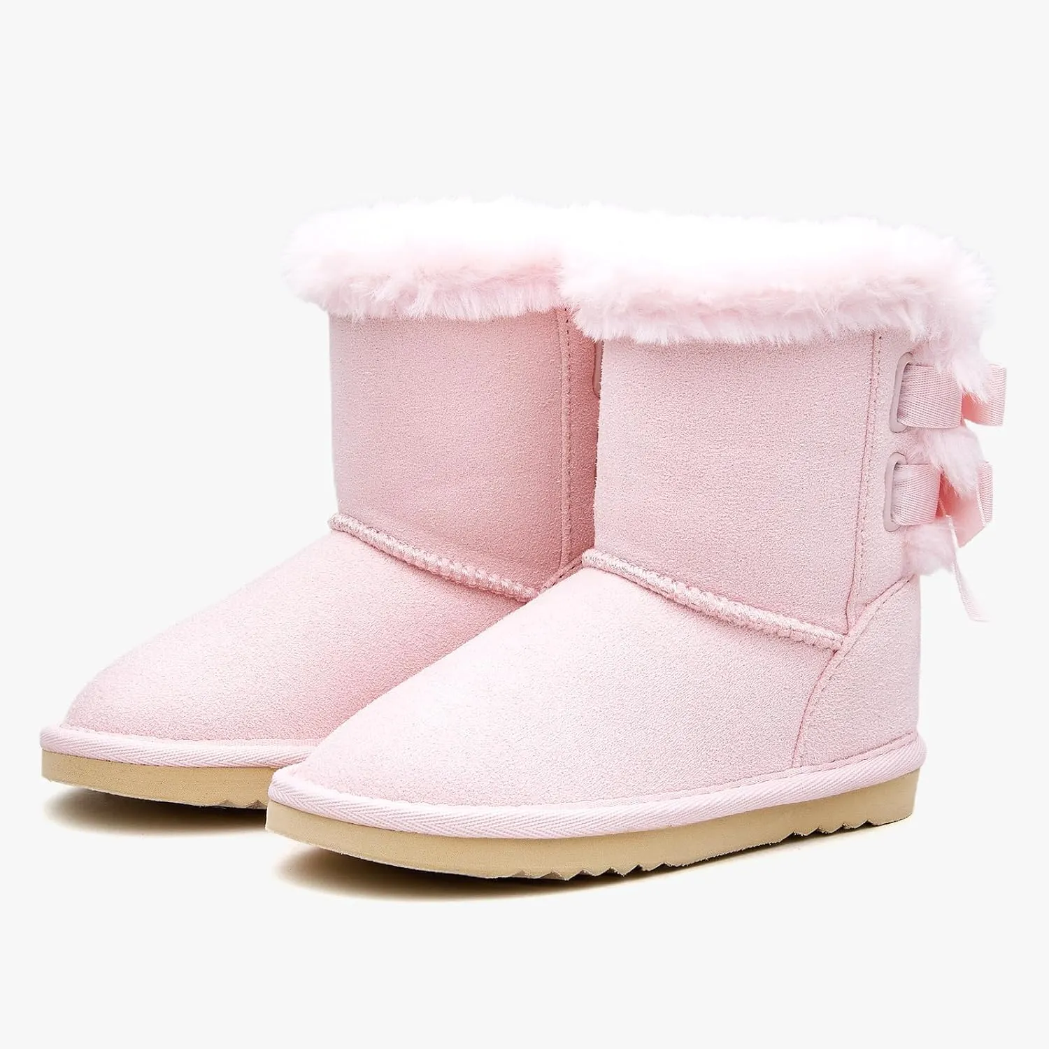 EasyStar Kids' Classic Bow-Tie Warm Fur Mid-Calf Snow Boots for Girls and Boys