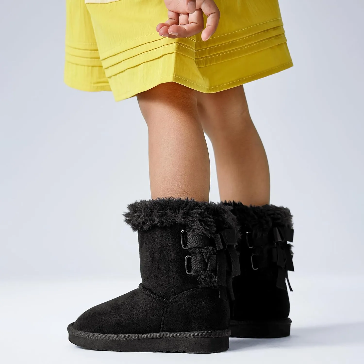 EasyStar Kids' Classic Bow-Tie Warm Fur Mid-Calf Snow Boots for Girls and Boys