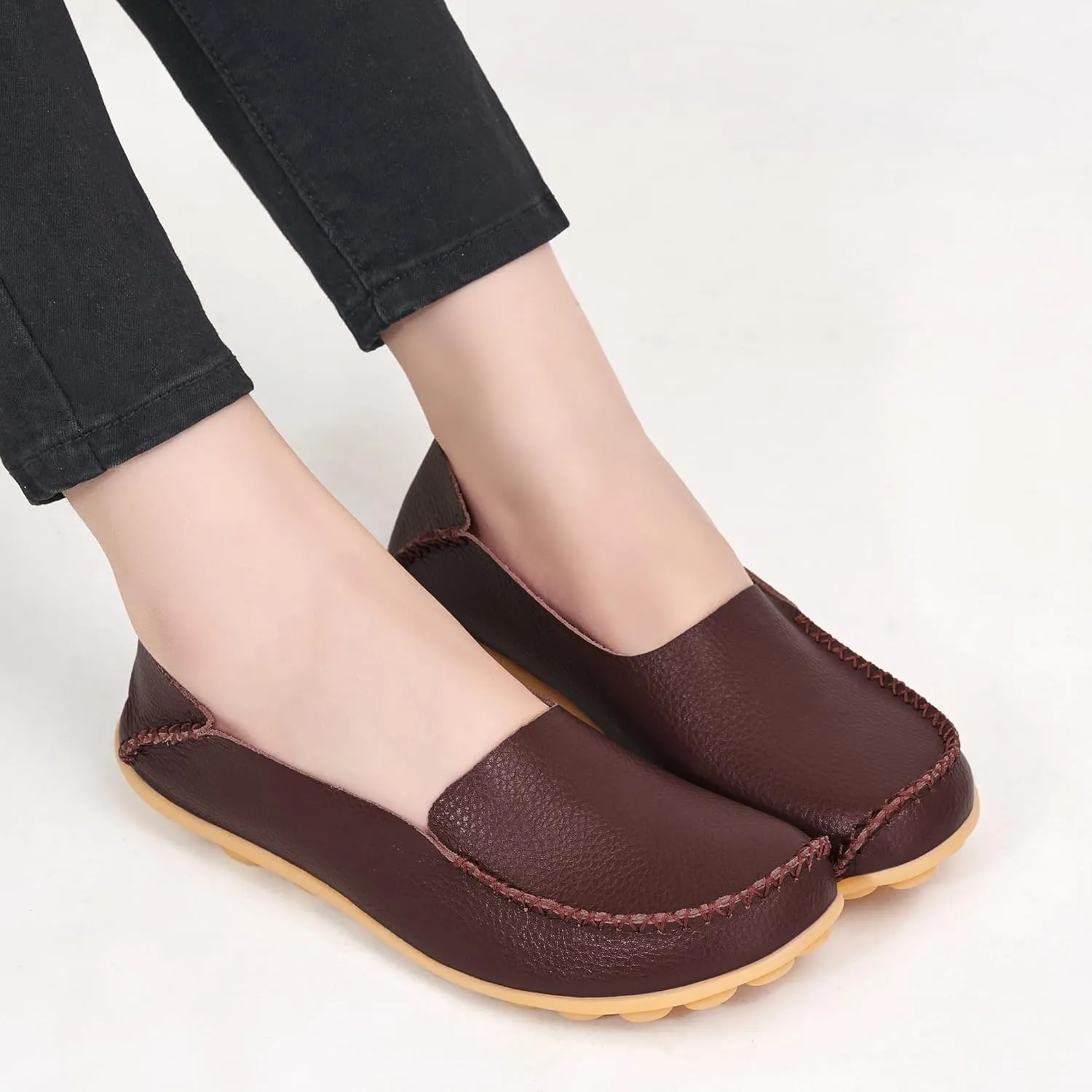 Ecetana Loafers for Women Penny Shoes Comfortable Slip On Casual Womens Loafers Fashion Moccasins Lightweight Round Toe Driving Flats Boat Shoes