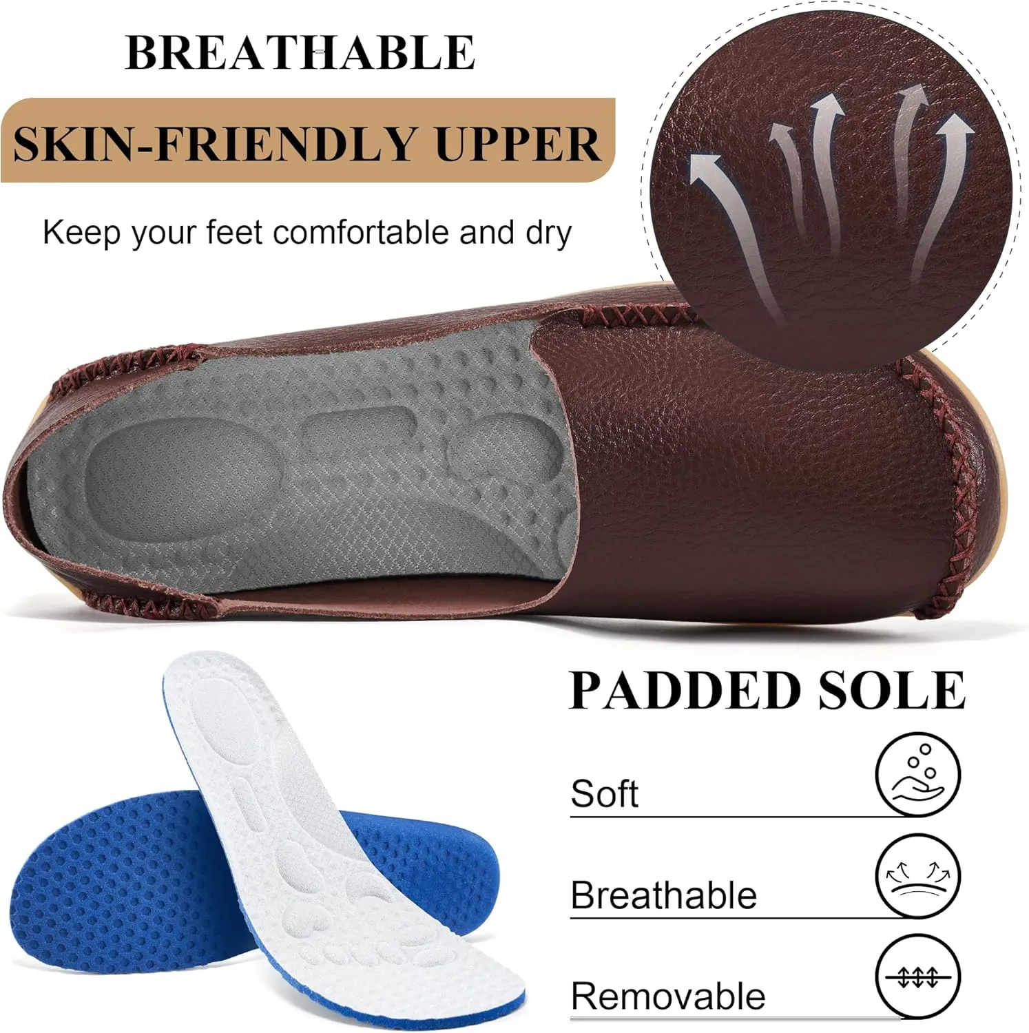 Ecetana Loafers for Women Penny Shoes Comfortable Slip On Casual Womens Loafers Fashion Moccasins Lightweight Round Toe Driving Flats Boat Shoes