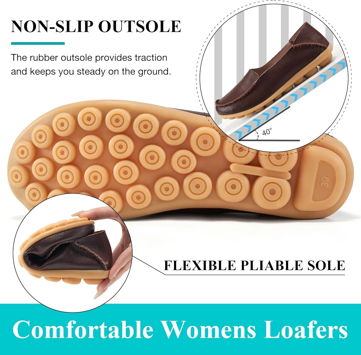 Ecetana Loafers for Women Penny Shoes Comfortable Slip On Casual Womens Loafers Fashion Moccasins Lightweight Round Toe Driving Flats Boat Shoes