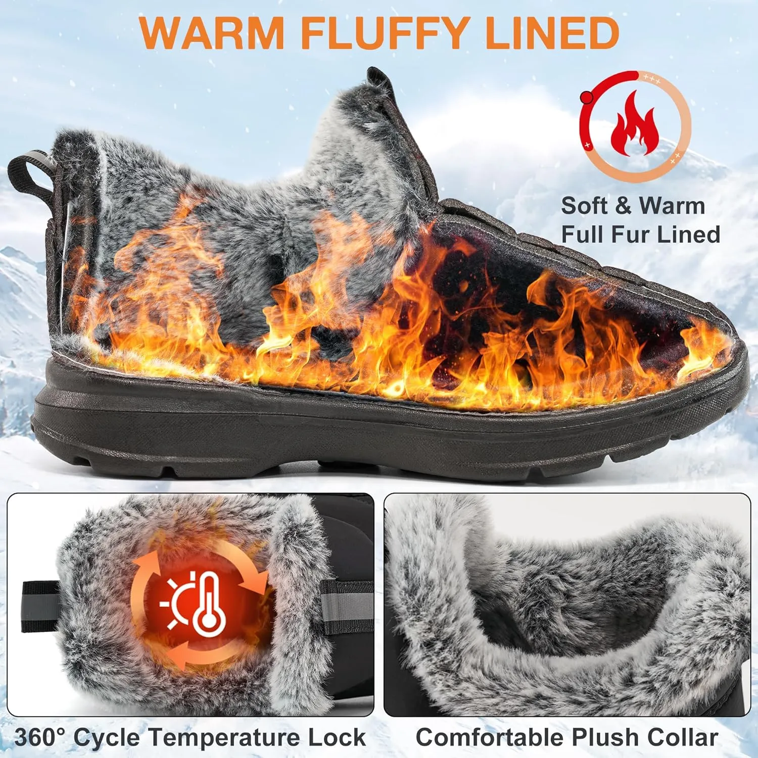 Ecetana Womens Boots Snow Winter Shoes Warm Ankle Booties with Fur Lined Comfortable Outdoor Waterproof Slip on Boots for Women