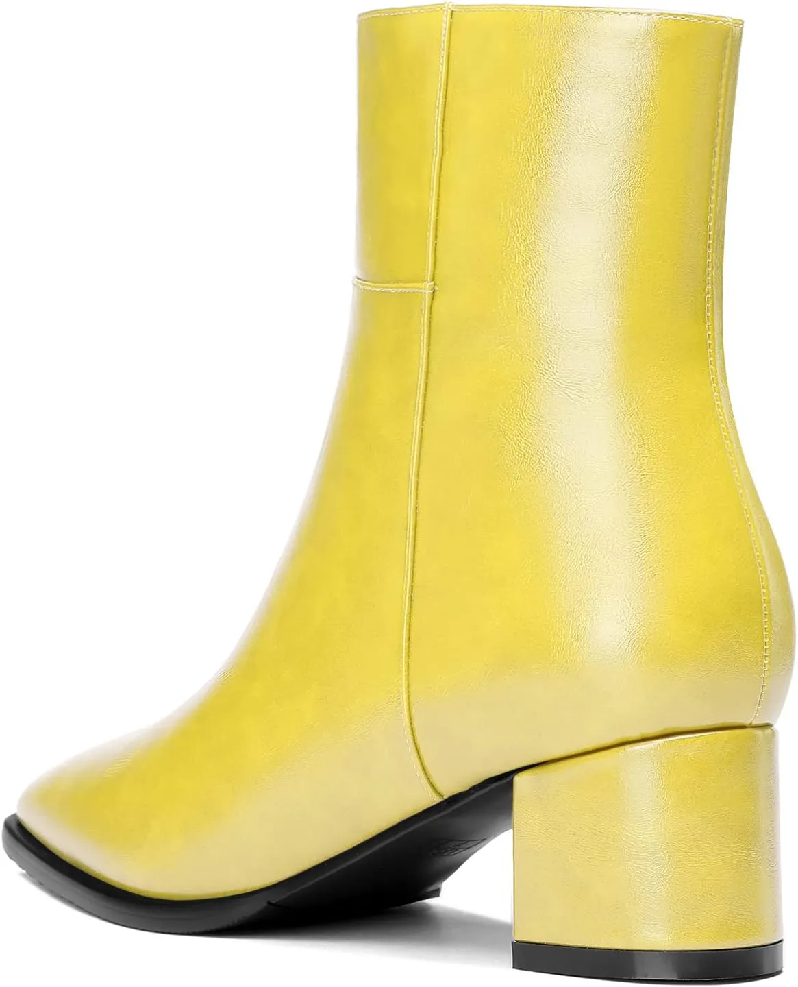 Eldof Low Block Heel Ankle Boots Women's Square Toe Chunky Heel Short Boots Side Zipper Heeled Chelsea Boots
