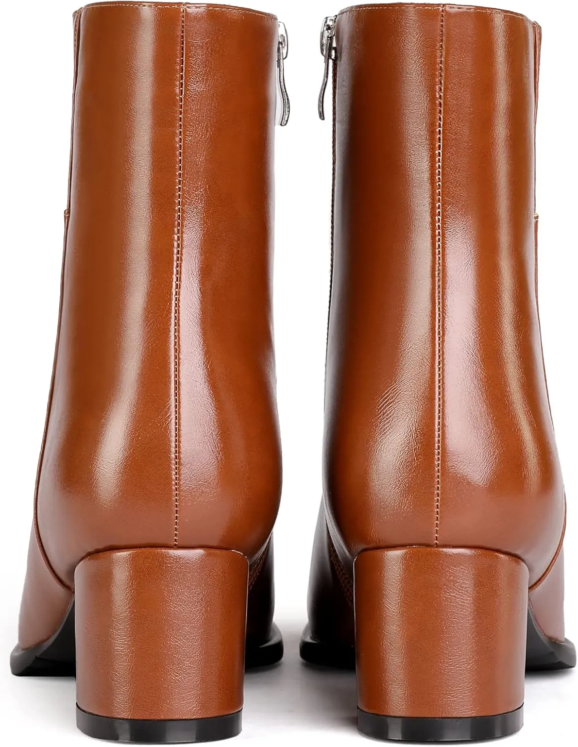 Eldof Low Block Heel Ankle Boots Women's Square Toe Chunky Heel Short Boots Side Zipper Heeled Chelsea Boots