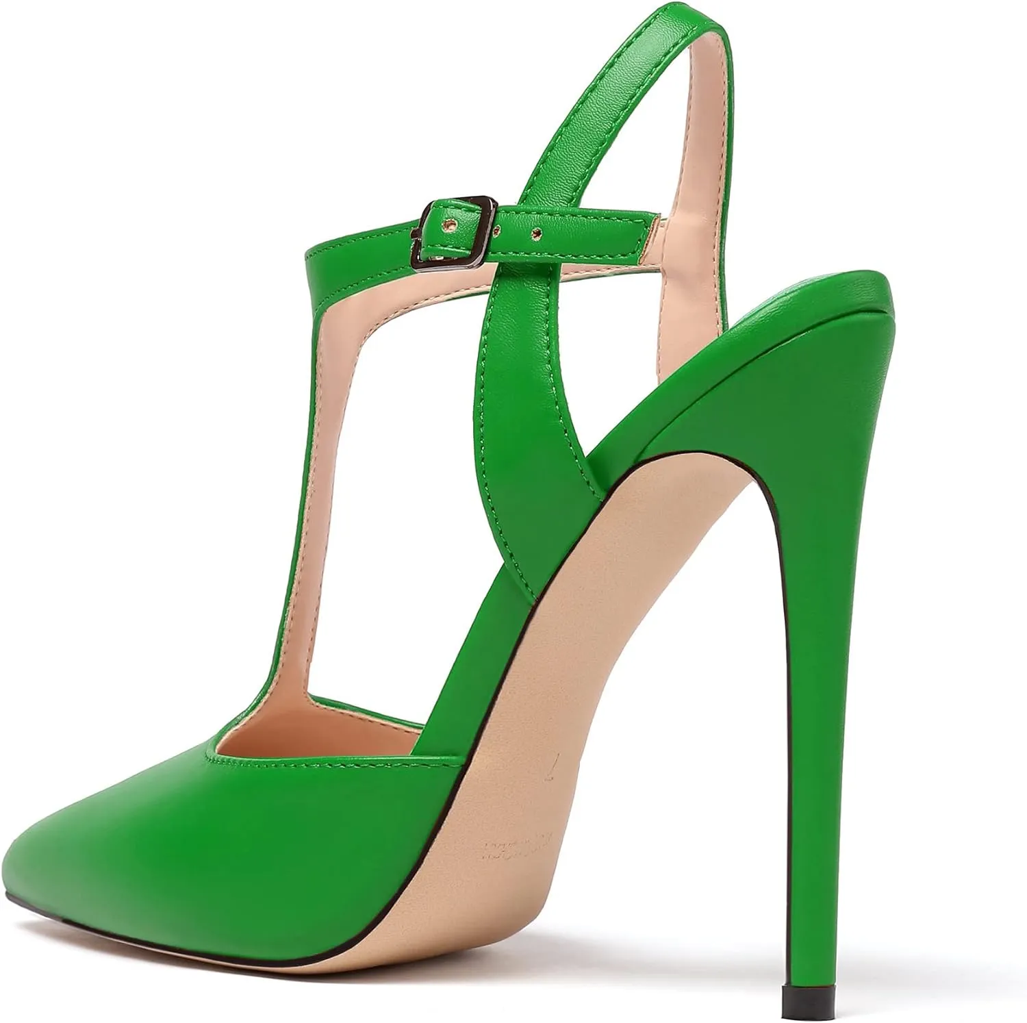 Eldof Women's High Heel Pumps T-Strap Sandals 4.7" Ankle Strap Slingback Heels for Womens