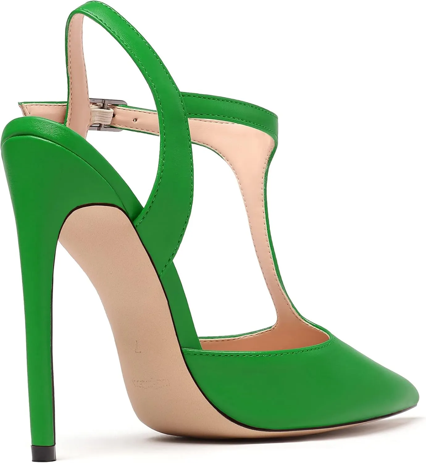 Eldof Women's High Heel Pumps T-Strap Sandals 4.7" Ankle Strap Slingback Heels for Womens