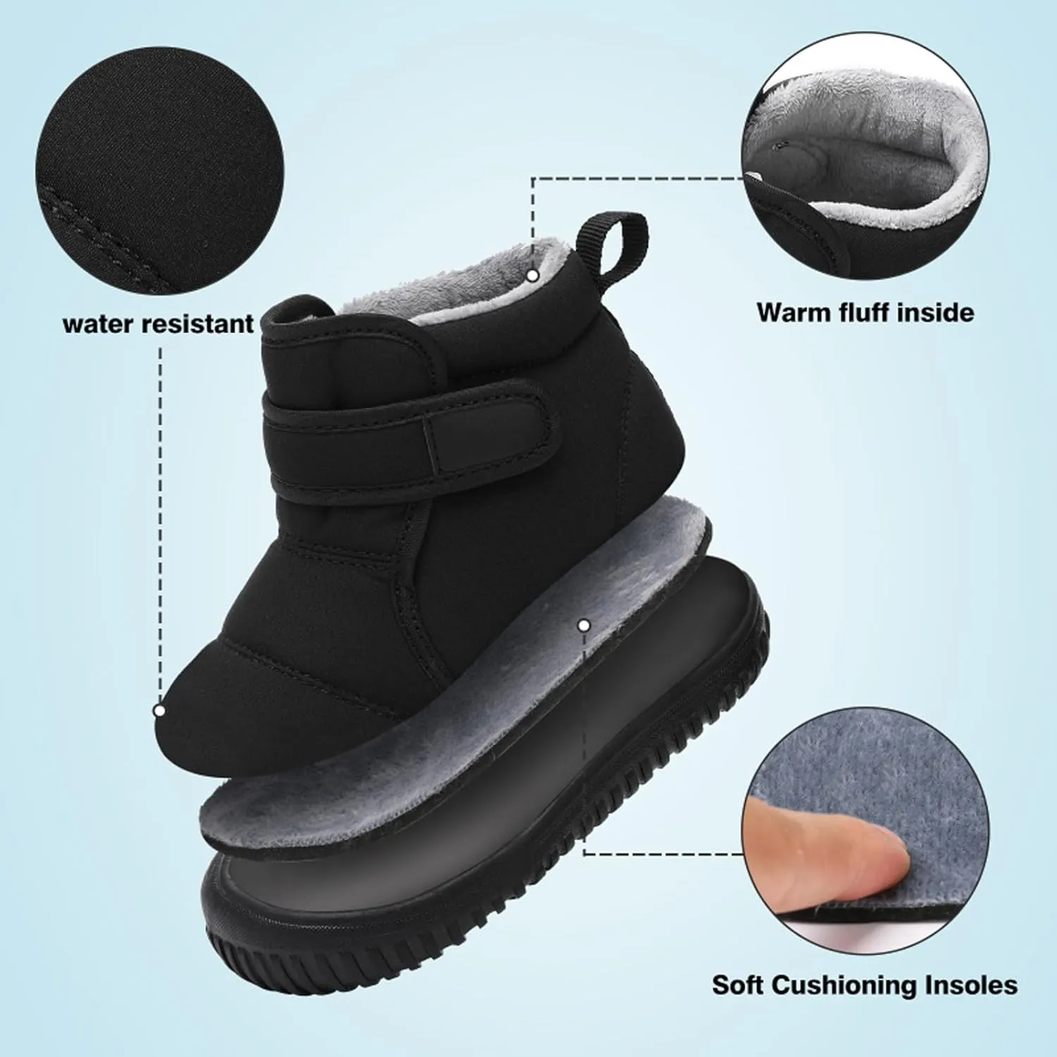 Eliogn Baby Boys Girls Winter Boots，Baby Faux Fur Shoes Little Kids Outdoor Warm Booties Cold Weather Ankle Boots Soft Flexible Walking Shoes