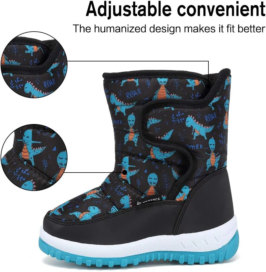 EQUICK Boys Girls Winter Boots Waterproof Lightweight Kid Snow Boots with Fur Outdoor (Toddler/Little Kid/Big Kid)