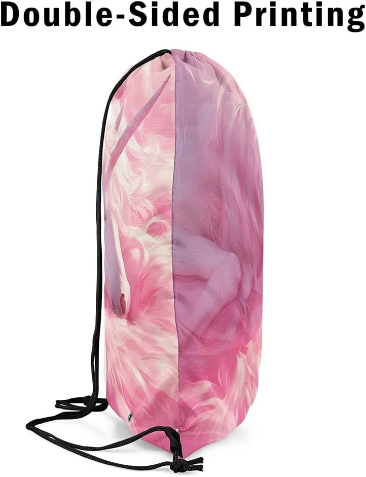 Erosebridal Unicorn Drawstring Backpack 13x15.7 Fantasy Horse Drawstring Bags Pink Mane Mystical Wildlife Fur Draw String Back Bag 3D Cartoon Animal Romantic String Backpack