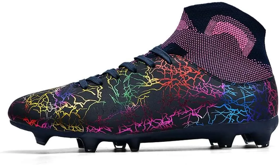 ESXGED Womens High Top Lightweight Soccer Cleats Mens Comfy Football Boots Spikes Shoes Training Sports Sneakers