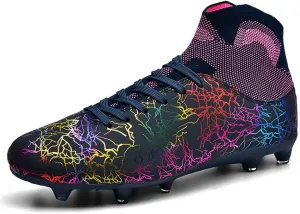 ESXGED Womens High Top Lightweight Soccer Cleats Mens Comfy Football Boots Spikes Shoes Training Sports Sneakers
