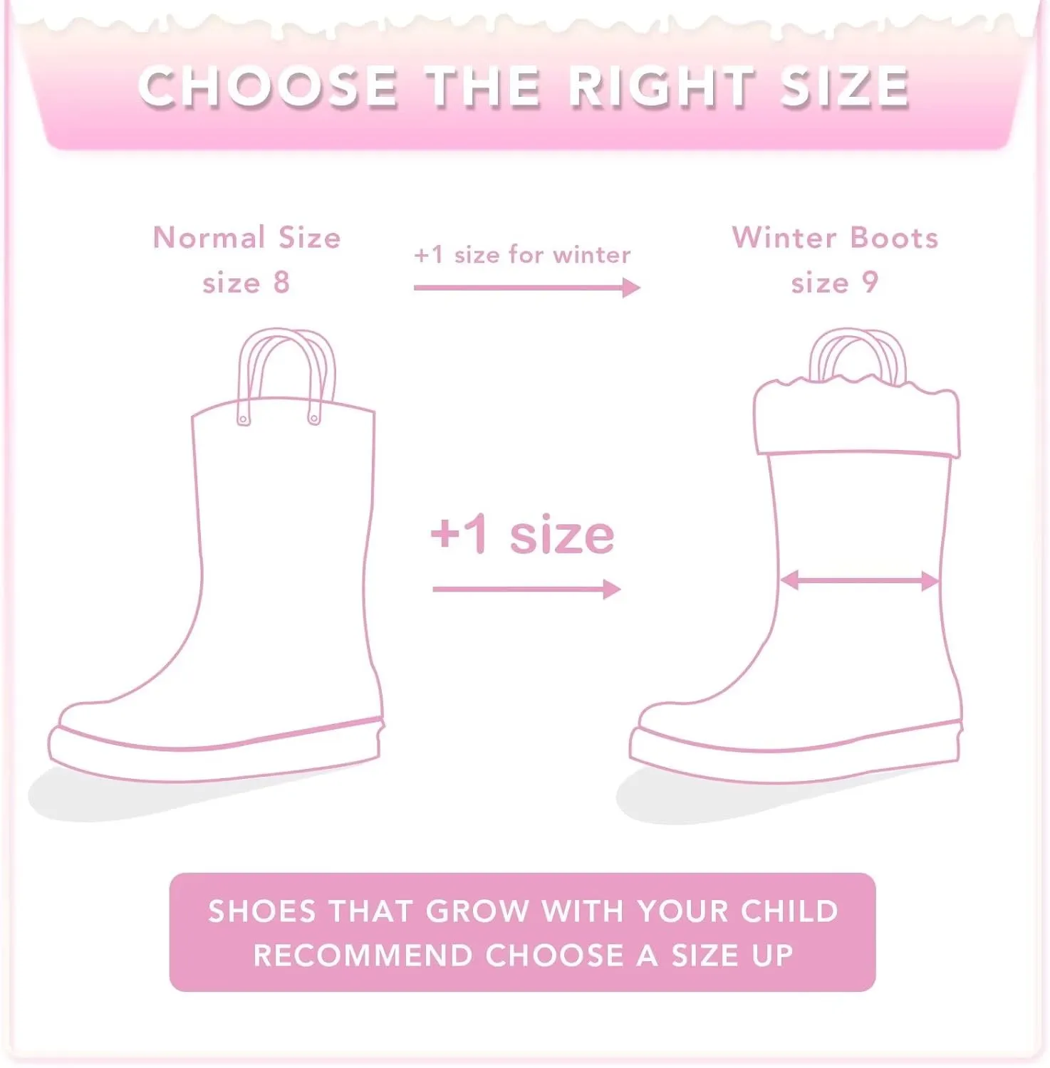 EUXTERPA Toddler Kids Light Up/Solid Color Rain Boots Waterproof Warm Fleece Lined Boots for Boys Girls Winter Snow Boots