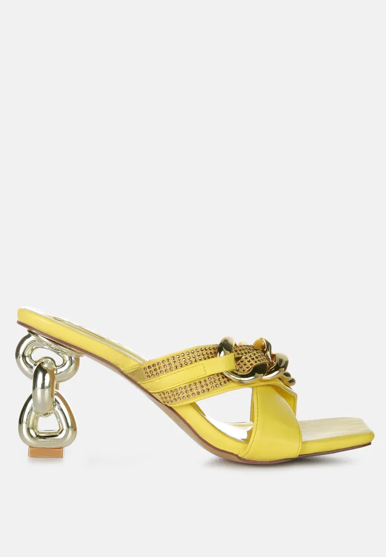 Evelane Metallic Chain Rhinestone Sandals By Ruw