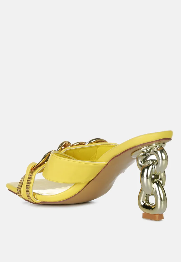 Evelane Metallic Chain Rhinestone Sandals By Ruw
