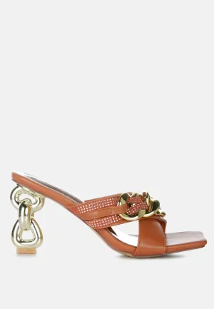 Evelane Metallic Chain Rhinestone Sandals By Ruw