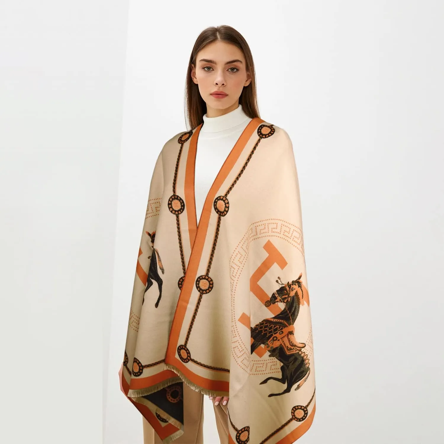 EXTREE Scarfs for Women Pashmina Silky Shawl Wrap for Evening Dressing Blanket Open Front Poncho Cape