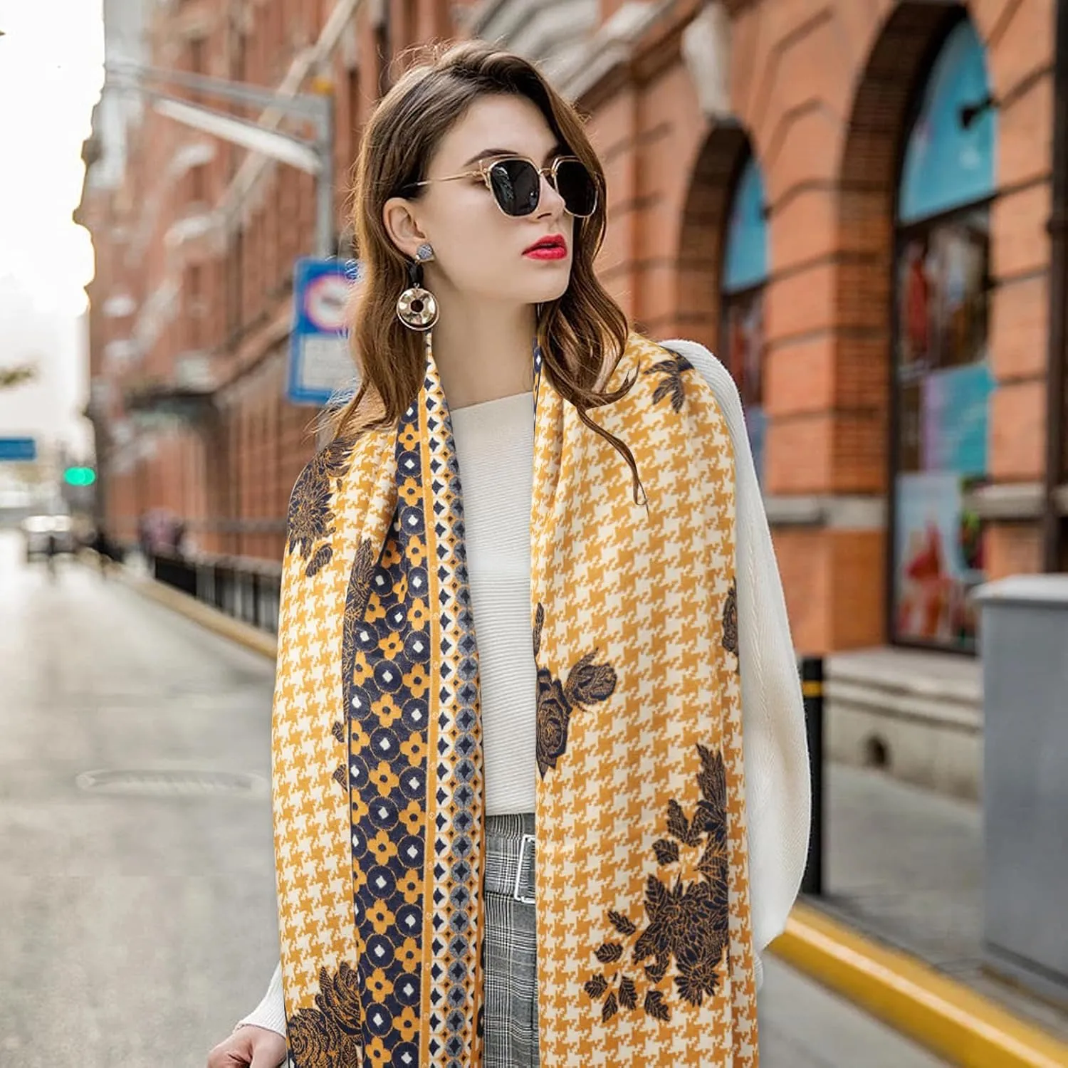EXTREE Scarfs for Women Pashmina Silky Shawl Wrap for Evening Dressing Blanket Open Front Poncho Cape