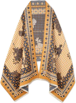 EXTREE Scarfs for Women Pashmina Silky Shawl Wrap for Evening Dressing Blanket Open Front Poncho Cape