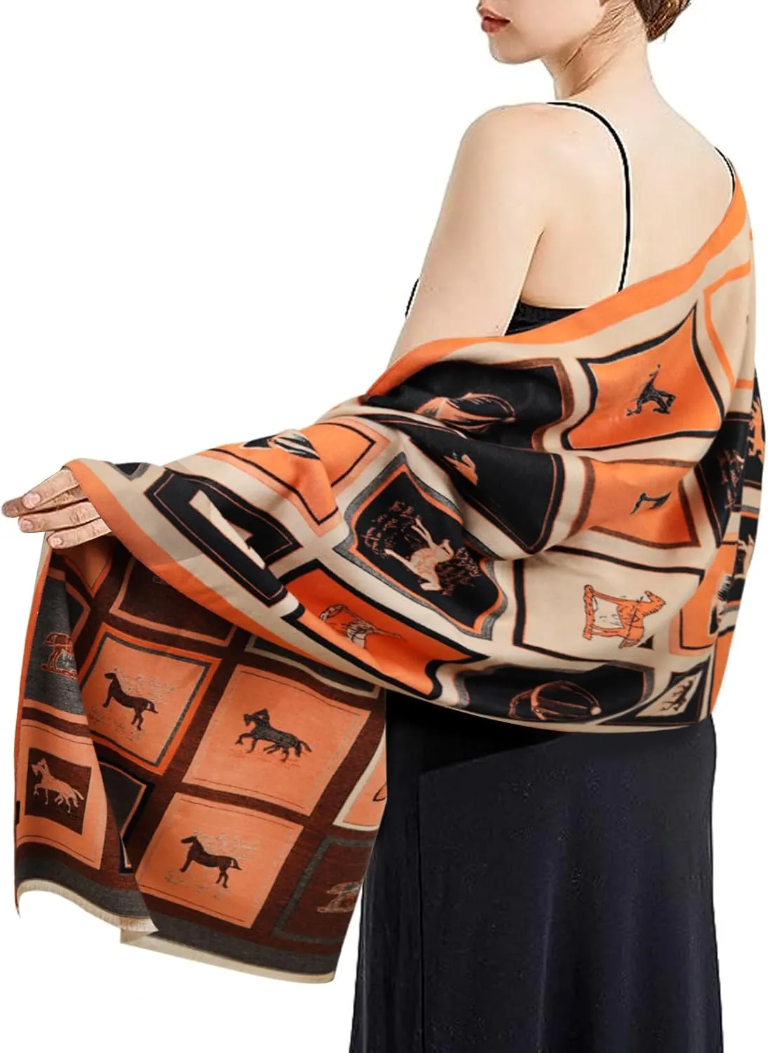 EXTREE Scarfs for Women Pashmina Silky Shawl Wrap for Evening Dressing Blanket Open Front Poncho Cape