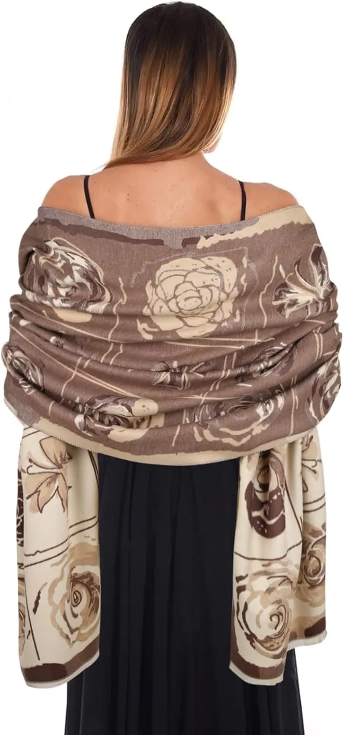 EXTREE Scarfs for Women Pashmina Silky Shawl Wrap for Evening Dressing Blanket Open Front Poncho Cape
