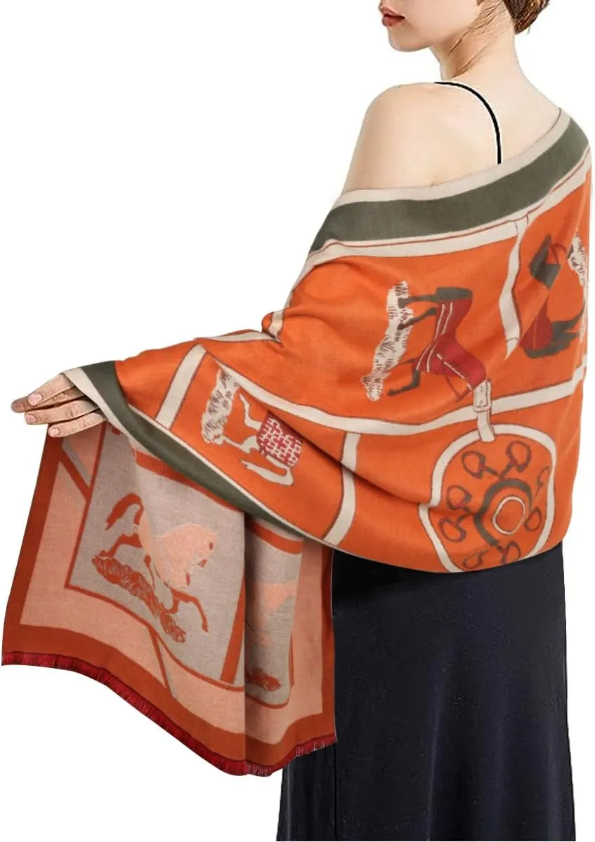 EXTREE Scarfs for Women Pashmina Silky Shawl Wrap for Evening Dressing Blanket Open Front Poncho Cape