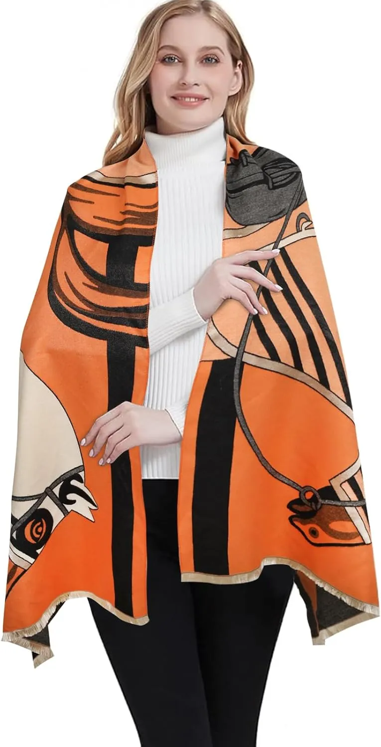 EXTREE Scarfs for Women Pashmina Silky Shawl Wrap for Evening Dressing Blanket Open Front Poncho Cape
