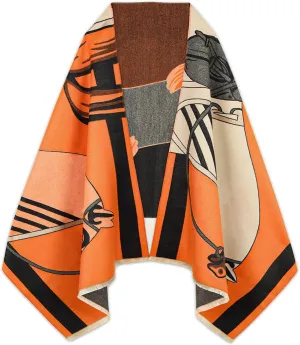 EXTREE Scarfs for Women Pashmina Silky Shawl Wrap for Evening Dressing Blanket Open Front Poncho Cape