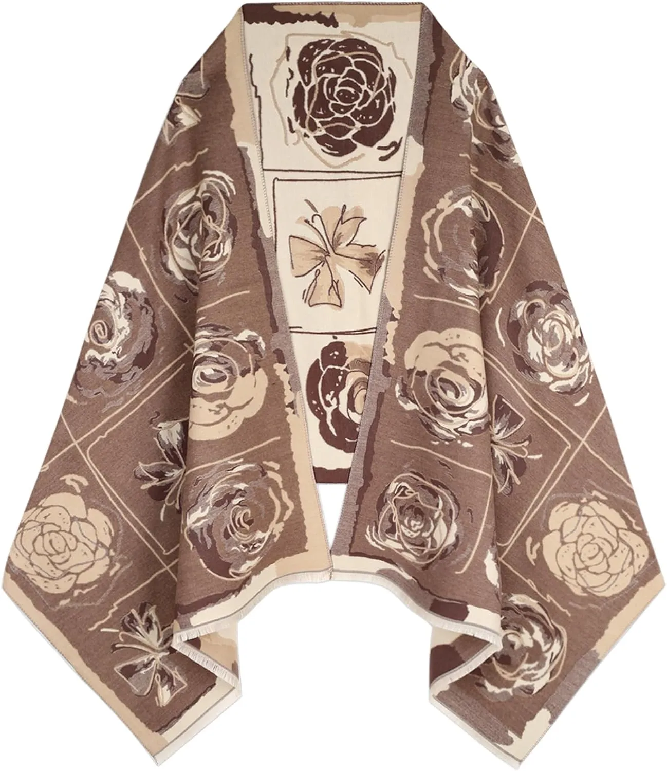 EXTREE Scarfs for Women Pashmina Silky Shawl Wrap for Evening Dressing Blanket Open Front Poncho Cape