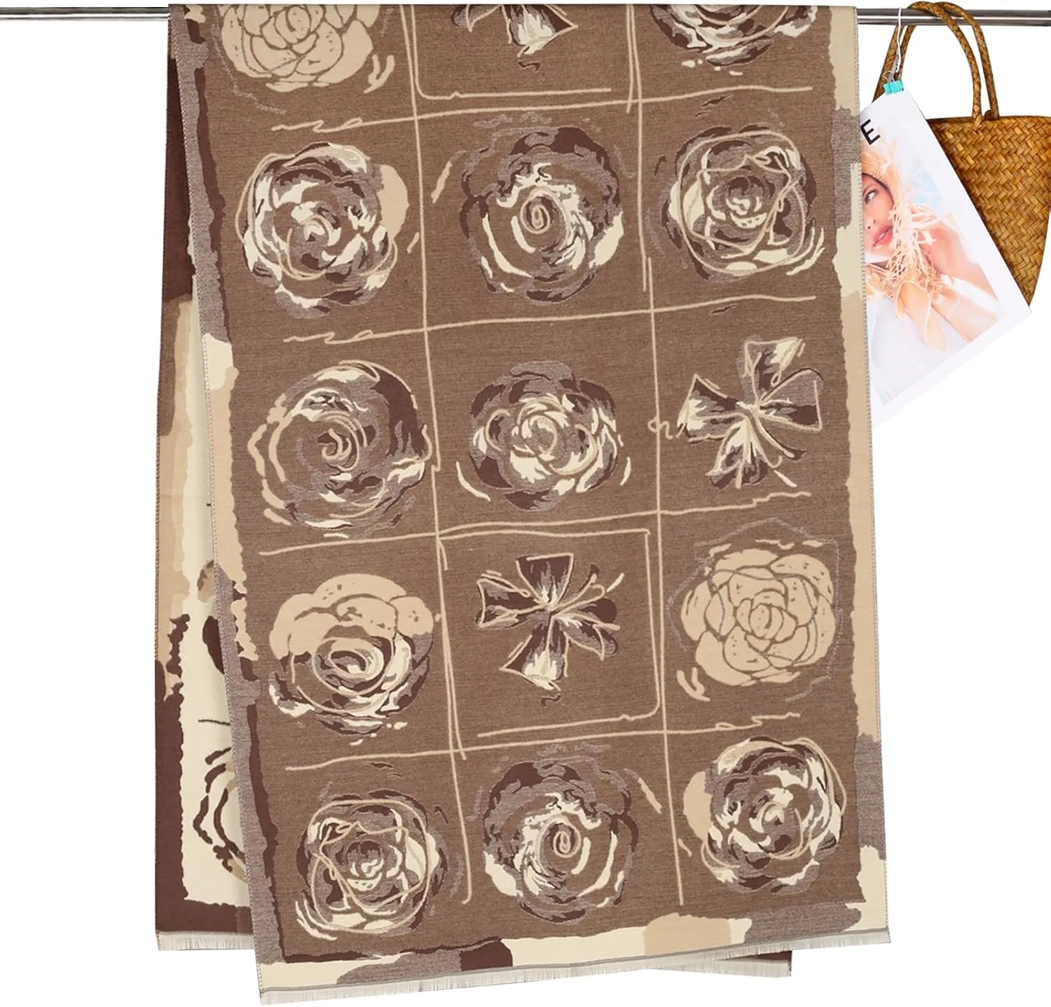 EXTREE Scarfs for Women Pashmina Silky Shawl Wrap for Evening Dressing Blanket Open Front Poncho Cape