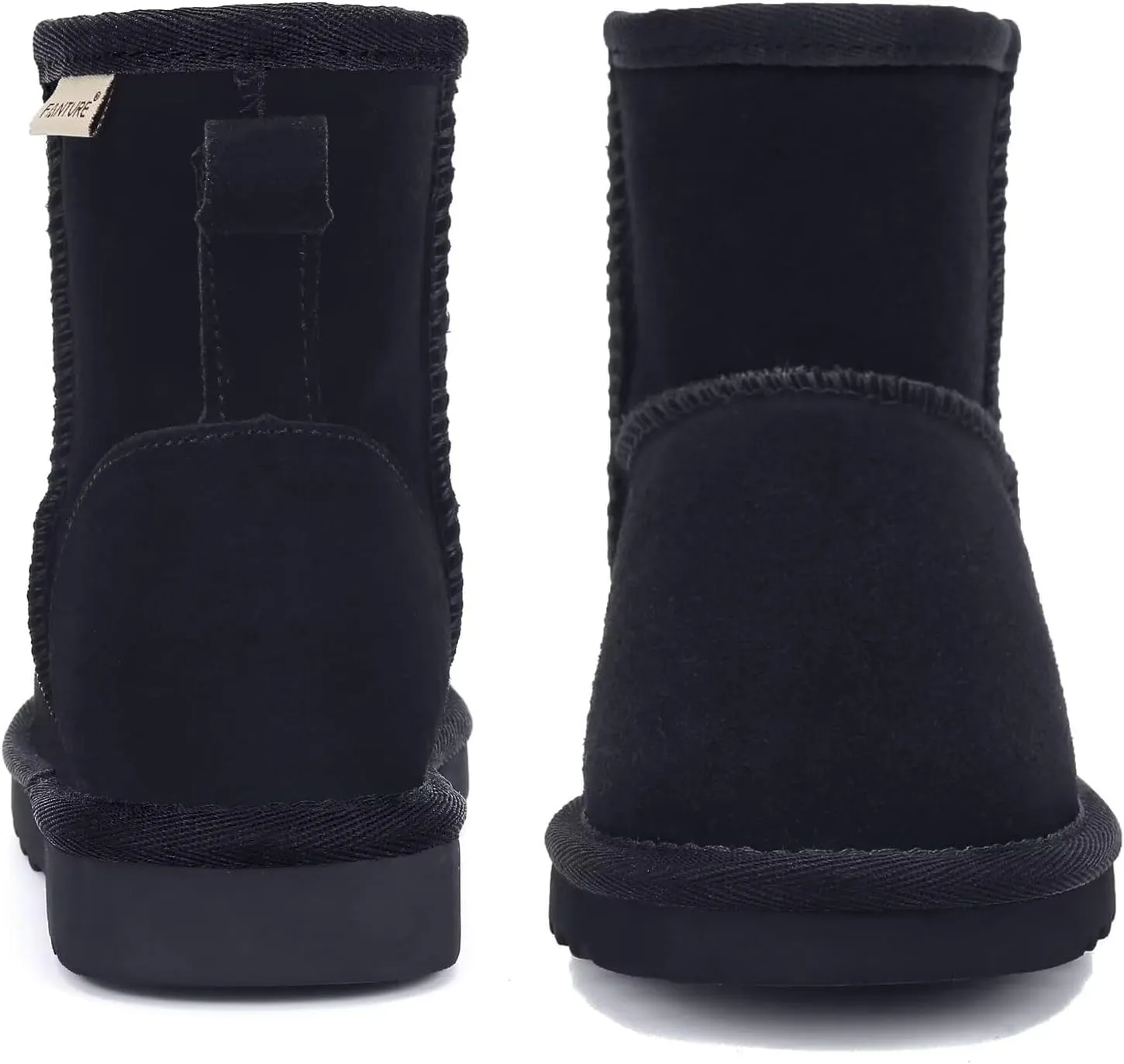 FANTURE Kids Snow Boots Boys Girls Winter Boots Cow Suede Warm Faux Fur Lined Durable Shoes(Little Kid/Big Kid)