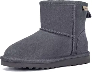 FANTURE Kids Snow Boots Boys Girls Winter Boots Cow Suede Warm Faux Fur Lined Durable Shoes(Little Kid/Big Kid)