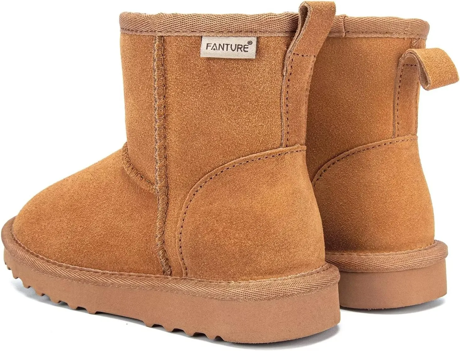 FANTURE Kids Snow Boots Boys Girls Winter Boots Cow Suede Warm Faux Fur Lined Durable Shoes(Little Kid/Big Kid)